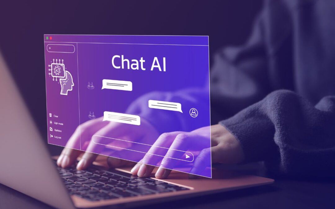 Femme qui utilise un ordinateur portable pour obtenir des réponses d'une intelligence artificielle